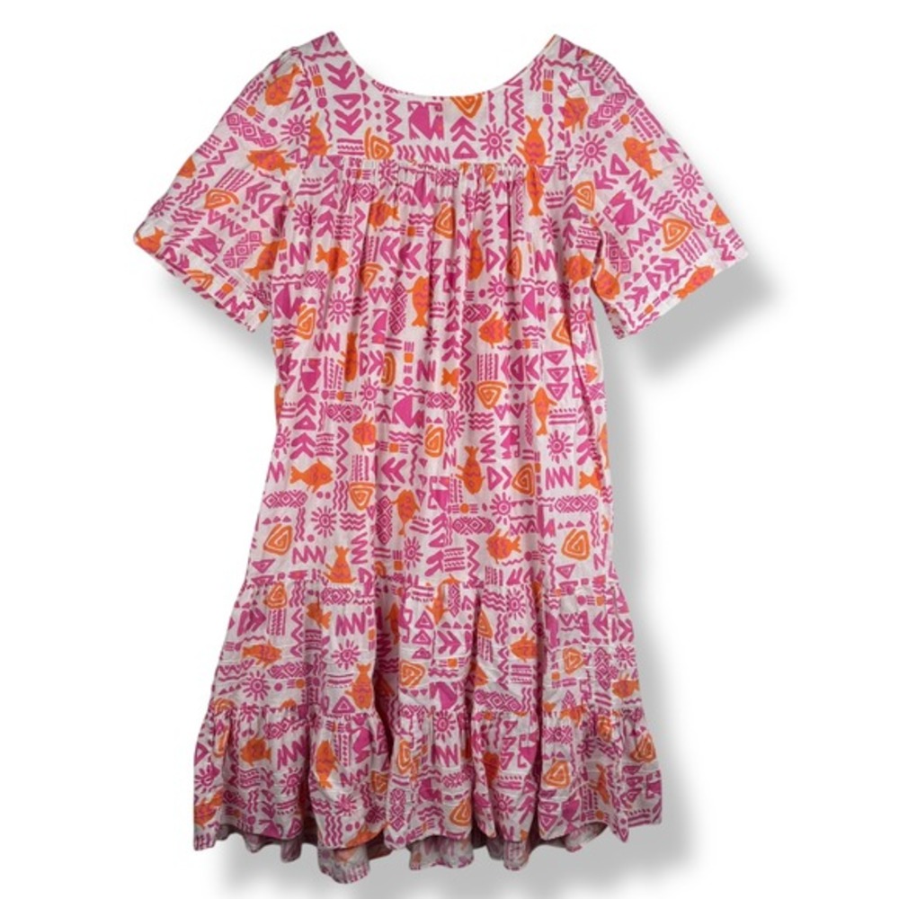 Two Potato Laguna Beach Vintage Mumu Dress Womens Size Large Flowy Fish USA Made - Picture 4 of 9